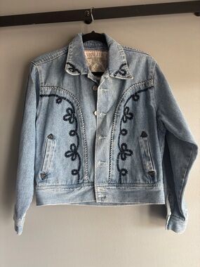 Sam & Libby Light Blue Denim Jacket with Black Embroidered Accents